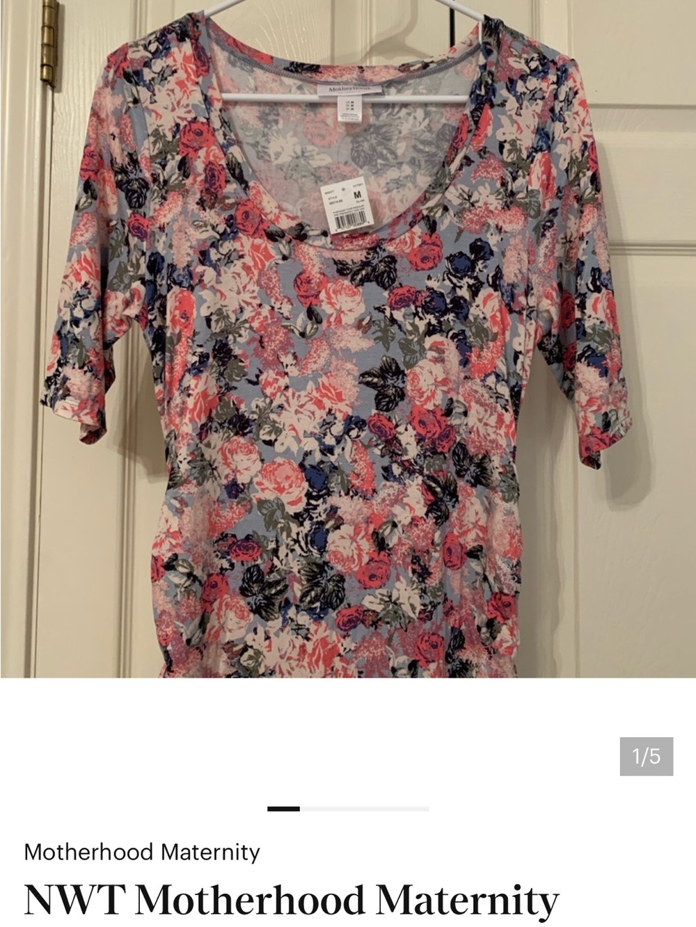 🩷💎NWT Motherhood Maternity Floral Scoop Neck Maternity Top - Pink/Blue🩷💎